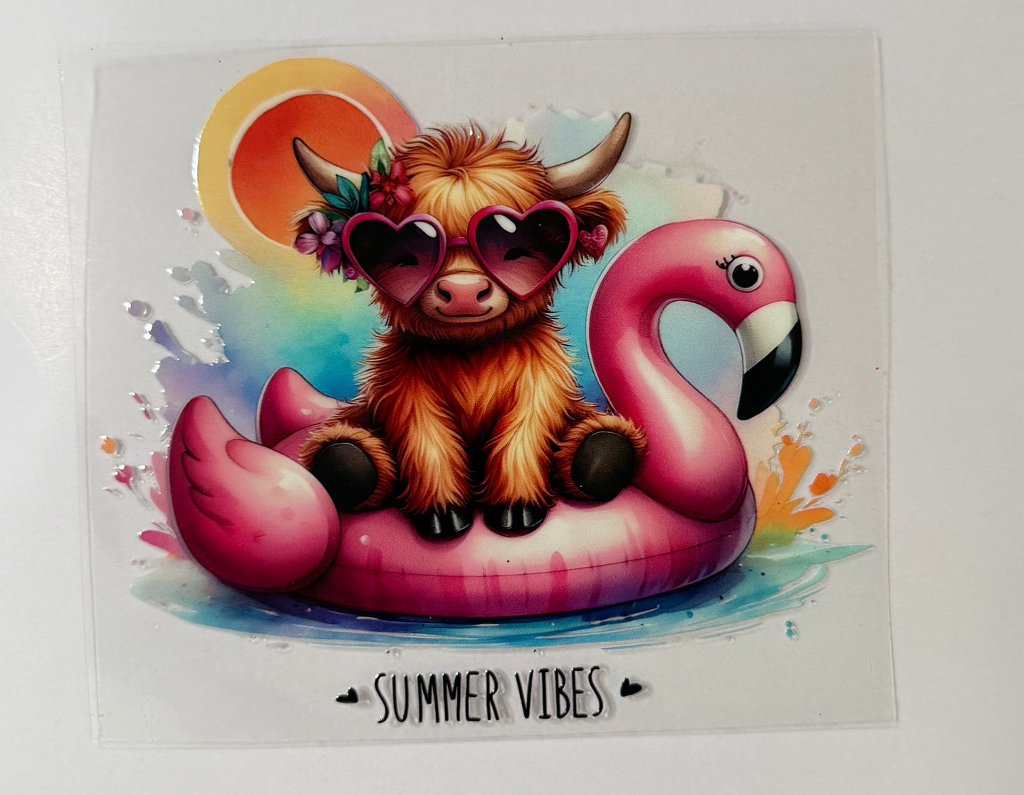 Summer Vibes Highland Cow Decal