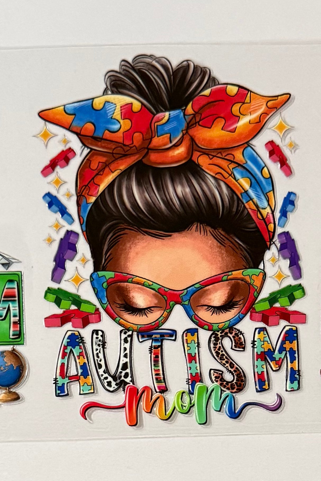 Autism Mom Messy Bun Decal