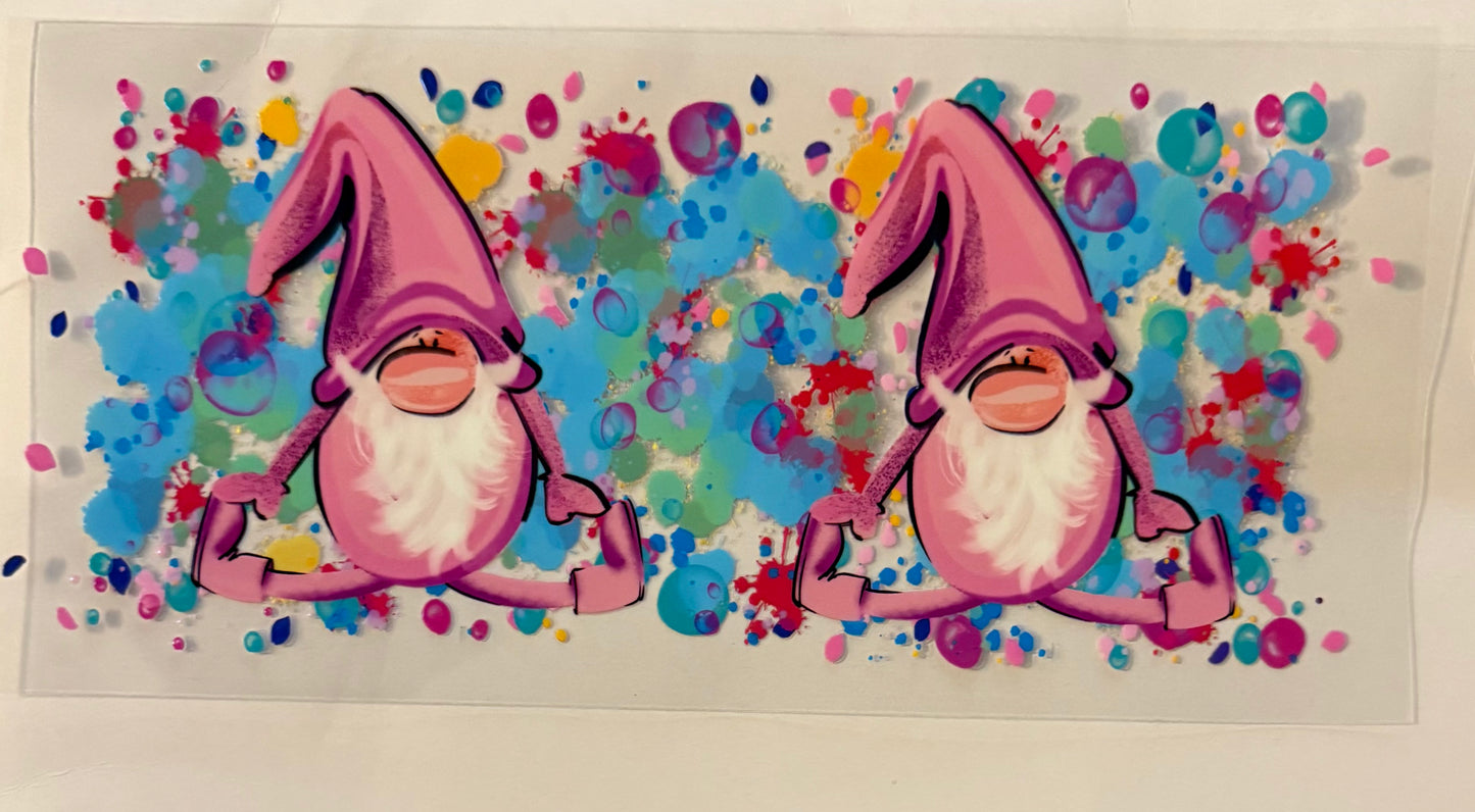 Pink Gnome with Splatter Background Wrap