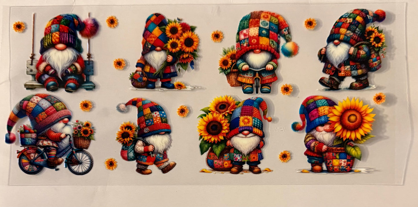 Quilted Gnomes with Sunflowers Wrap