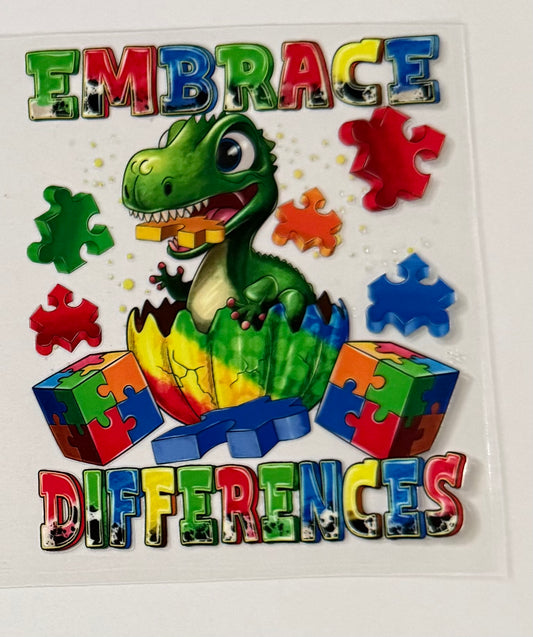 Embrace Differences Dinosaur Decal