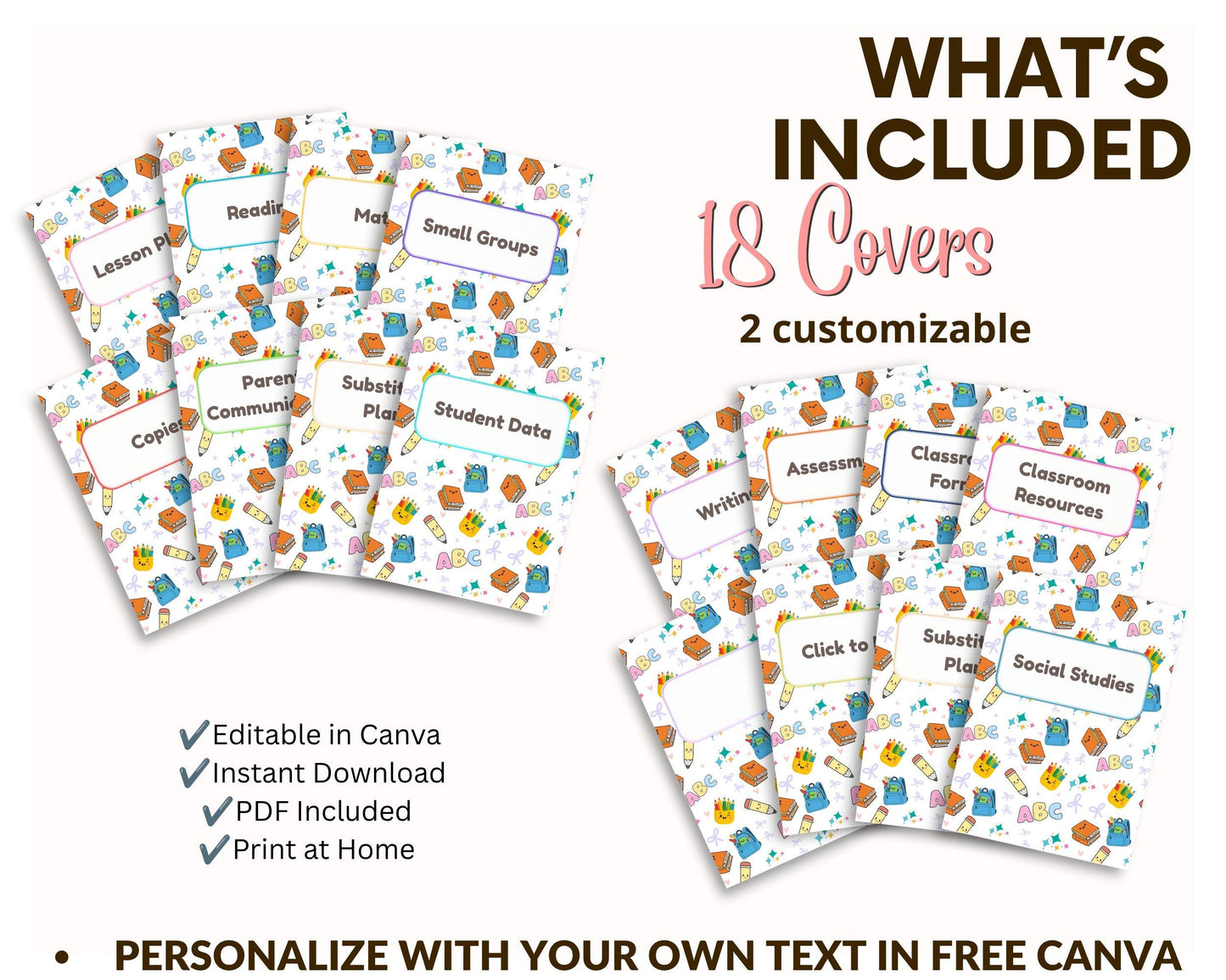 Editable Binder Covers | Printable Canva Template | Classroom Organization for Teachers