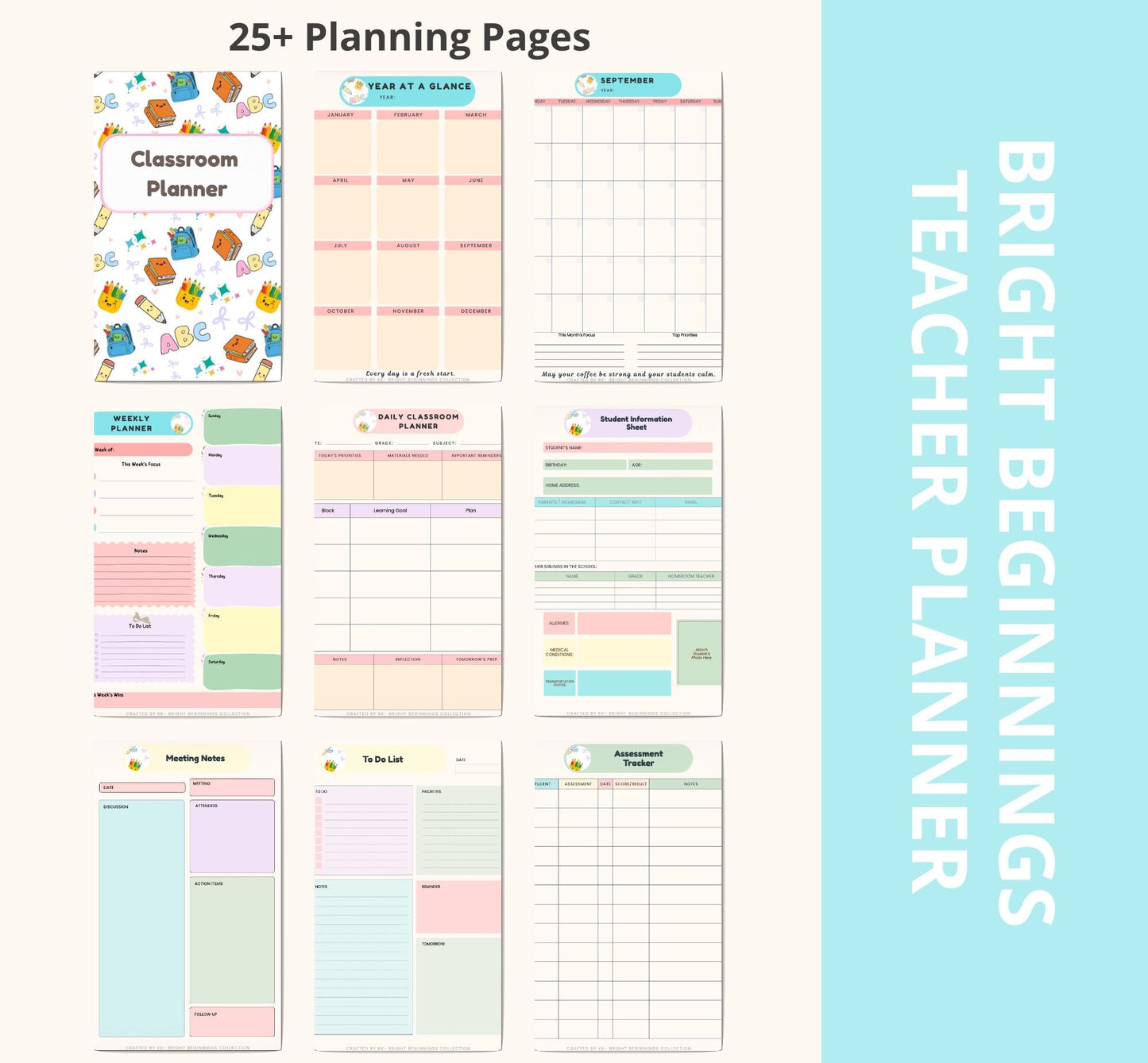 Teacher Classroom Planner | Editable Lesson Planning PDF | Printable Canva Template