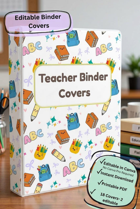 Editable Binder Covers | Printable Canva Template | Classroom Organization for Teachers