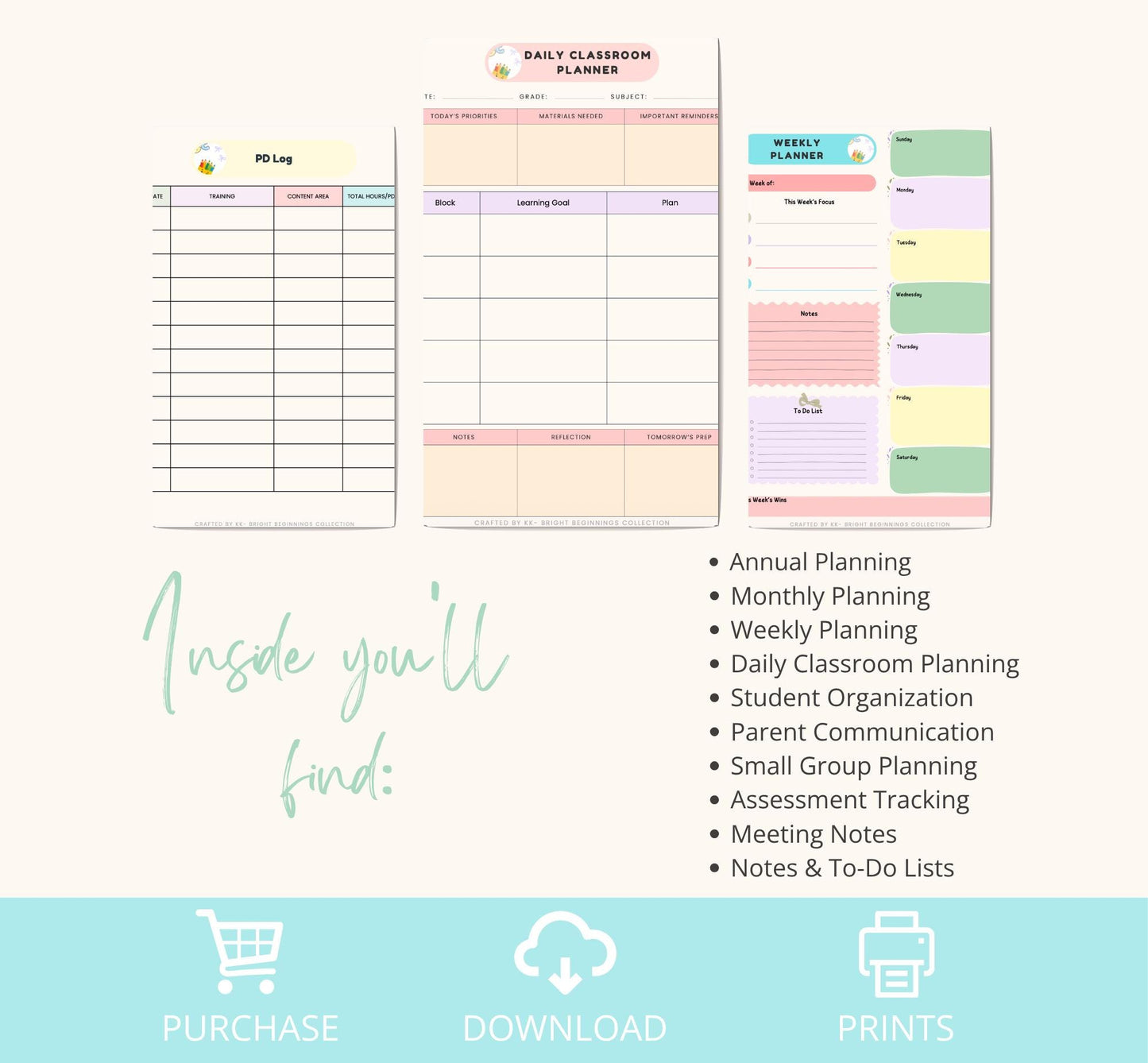 Teacher Classroom Planner | Editable Lesson Planning PDF | Printable Canva Template