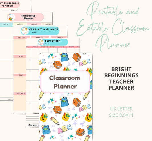 Teacher Classroom Planner | Editable Lesson Planning PDF | Printable Canva Template