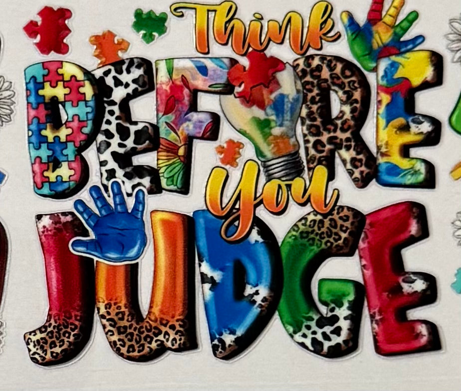 Think Before You Judge Decal